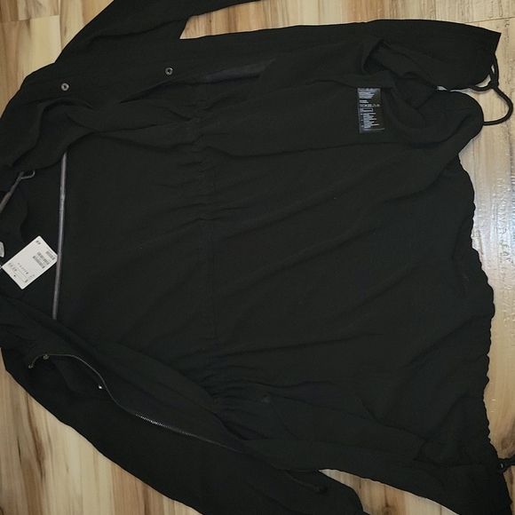 H&M NWT 3 Quarter Length Utility Hooded Black Jacket - Picture 10 of 16